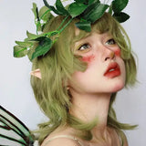 Load image into Gallery viewer, Princess Cut Wool Roll Fluffy Matte Short Roll Clavicle Hair Internet celebrity Lolita Green Wig Women's Short Hair Full Headgear