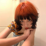 Load image into Gallery viewer, Subculture personality cool handsome dirty orange black gradual change male hair mullet head fox juvenile feeling daily neutral wolf tail wig