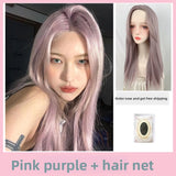 Load image into Gallery viewer, Internet celebrity wig women summer long straight hair Korean fashion rose with the same medium milk tea platinum medium long hair full headgear