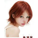 Load image into Gallery viewer, Wig female Japanese level broken hair red brown, cool Sa warped short hair Bobo head natural and realistic whole head cover