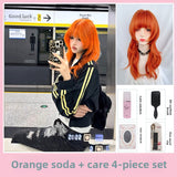 Load image into Gallery viewer, Halloween wig Internet celebrity orange jellyfish head high-level clavicle hair JK daily fluffy short hair full head cover