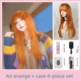 Load image into Gallery viewer, Wig Girl Air Bangs Royal Sister Wind Dirty Orange Long Straight Hair Muse Gossip Record Sakura Futaba cos Full Headgear