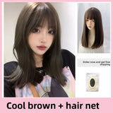 Load image into Gallery viewer, Kawakami Tomie cos wig female summer Internet celebrity Qi bangs full head cover black medium long hair natural Japanese hairstyle female