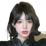 Load image into Gallery viewer, Seaweed Mi Same Korean Short Hair Wig Women's Full Headgear French Air Bangs Curly Hair Age Reducing Hairstyle Japanese