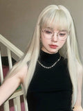Load image into Gallery viewer, Internet celebrity blonde wig female long hair temperament fashion long straight hair daily age reduction lolita natural realistic jk full head