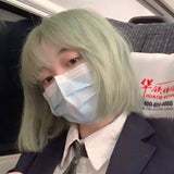 Load image into Gallery viewer, Wig girl summer short hair mint milk green new Bobo head age reduction shoulder imitation full real girl group full head cover