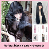 Load image into Gallery viewer, Super long wig pink Mori photo long straight hair girl group JK Hong Kong style full head wig