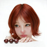 Load image into Gallery viewer, Wig female Japanese level broken hair red brown, cool Sa warped short hair Bobo head natural and realistic whole head cover