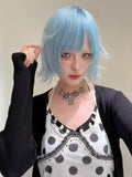 Load image into Gallery viewer, Japanese Yabi wind ice blue short hair wig Qi bangs anti-warping layer short hair Spice girl y2k full headgear