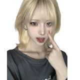 Load image into Gallery viewer, Internet celebrity white gold wig medium long collarbone medium long hair JK girl Lolita fashion high temperature silk hair cover