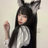 Load image into Gallery viewer, Wig long hair summer comics bangs black long straight Internet celebrity Qi bangs natural sweet jk full headgear