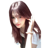 Load image into Gallery viewer, Autumn and winter white hair color pink brown wig female long hair Internet celebrity lolita daily jk broken bangs full headgear medium long hair