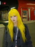 Load image into Gallery viewer, Lemon yellow wig princess cut hair style Internet celebrity long straight hair Lolita natural realistic jk full headgear