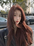 Load image into Gallery viewer, Former lace mermaid red high-level wig long curly Hong Kong style fashion temperament lolita Internet celebrity full head cover