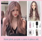 Load image into Gallery viewer, Pink wig female long straight hair y2k hottie full hood lolita lolita cos universal medium high level jk