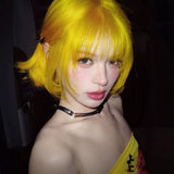 Load image into Gallery viewer, Lemon yellow wig Internet celebrity subculture short hair one size fits all cos Japanese lolita y2k hair