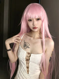 Load image into Gallery viewer, Super long wig pink Mori photo long straight hair girl group JK Hong Kong style full head wig