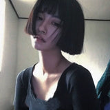 Load image into Gallery viewer, This killer is not too cold wig female air bangs short hair trim Qi bangs short straight hair wig cover