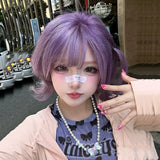 Load image into Gallery viewer, Purple cute wig short hair female full hood halloween y2k hottie eversion reverse Japanese