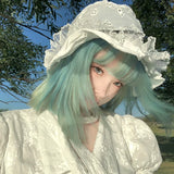 Load image into Gallery viewer, Halloween wig short hair female Bobo head mint green full head cover natural bangs bobo whole wig cover new