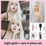 Load image into Gallery viewer, Internet celebrity blonde wig female long hair temperament fashion long straight hair daily age reduction lolita natural realistic jk full head