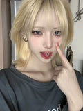 Load image into Gallery viewer, Internet celebrity white gold wig medium long collarbone medium long hair JK girl Lolita fashion high temperature silk hair cover