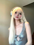 Load image into Gallery viewer, Princess cut wig long hair full headgear halloween cosplay long straight hair lolita daily wig cover