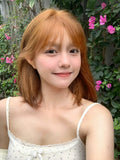 Load image into Gallery viewer, Halloween orange brown wig short hair female medium and long age reduction full hood Bobo head bob Japanese lolita color