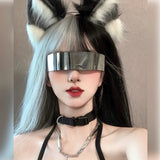 Load image into Gallery viewer, Halloween wig punk goth black and white double spell long straight hair gradually lolita gradual change two-color cos yin and yang
