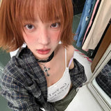 Load image into Gallery viewer, Halloween orange brown Japanese Korean wig female short hair full head cover French JK outer warping age-reducing hairstyle BOBO