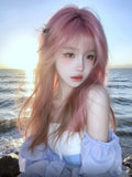 Load image into Gallery viewer, Japanese pink wig female long hair JK full head cover female hottie y2k female group collarbone hair lolita whole top