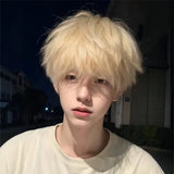 Load image into Gallery viewer, Platinum wig boys short hair Korean version handsome full head cover type Yang excess the same men's differential broken cover wig