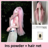 Load image into Gallery viewer, New Internet celebrity super long wig pink Mori photo long straight hair girl group JK Hong Kong style full head wig