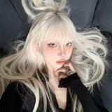 Load image into Gallery viewer, Halloween white wig Internet celebrity JK full hood female long straight hair European and American lolita girl group y2k light tide