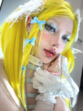 Load image into Gallery viewer, Wig female medium split long straight hair lemon yellow Japanese full head lolita Internet celebrity natural jk subculture hottie