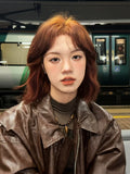Load image into Gallery viewer, Halloween orange brown wig female short hair full head cover short curly hair wool curl daily full top hair cover collarbone hair