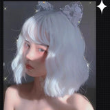 Load image into Gallery viewer, Soft girl LOLITA wig COS silver and white short curly hair Halloween fake hair realistic fashion European and American style hair cover