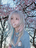Load image into Gallery viewer, Wig female unicorn pink blue gradual change clavicle hair y2k Internet celebrity subculture high level short straight hair full hood