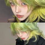 Load image into Gallery viewer, Wolf tail wig, male and female long hair, green cool and handsome mullet head, Japanese medium samurai head, natural simulation hair, full head cover.