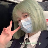 Load image into Gallery viewer, Wig girl summer short hair mint milk green new Bobo head age reduction shoulder imitation full real girl group full head cover