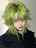 Load image into Gallery viewer, Wolf tail wig, male and female long hair, green cool and handsome mullet head, Japanese medium samurai head, natural simulation hair, full head cover.