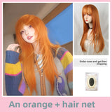 Load image into Gallery viewer, Wig Girl Air Bangs Royal Sister Wind Dirty Orange Long Straight Hair Muse Gossip Record Sakura Futaba cos Full Headgear