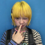 Load image into Gallery viewer, Japanese cute short hair wig female full headgear Internet celebrity yellow air bangs curly hair age-reducing hairstyle Japanese JK