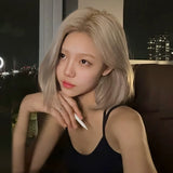 Load image into Gallery viewer, Front lace medium wig female summer short hair beige Bobo head age reduction imitation full real girl group full headgear
