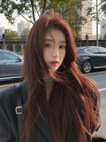 Load image into Gallery viewer, Former lace mermaid red high-level wig long curly Hong Kong style fashion temperament lolita Internet celebrity full head cover