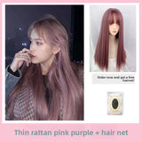 Load image into Gallery viewer, Brown wig female long straight hair versatile Korean fluffy natural long straight hair daily face trimming jk full head wig