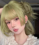 Load image into Gallery viewer, Green wig female short hair short curly hair wool curl full hood lolita princess cut colored collarbone hair