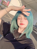 Load image into Gallery viewer, Wig long straight hair Internet celebrity lolita blue trim jk girl natural full headgear bangs realistic wig