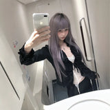 Load image into Gallery viewer, Daily super long wig gray purple Mori photo long straight hair girl group JK Hong Kong style full head wig