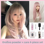 Load image into Gallery viewer, Japanese pink JK high-level cute wig female full head cover COS long straight soft sister Yabi full hair cover
